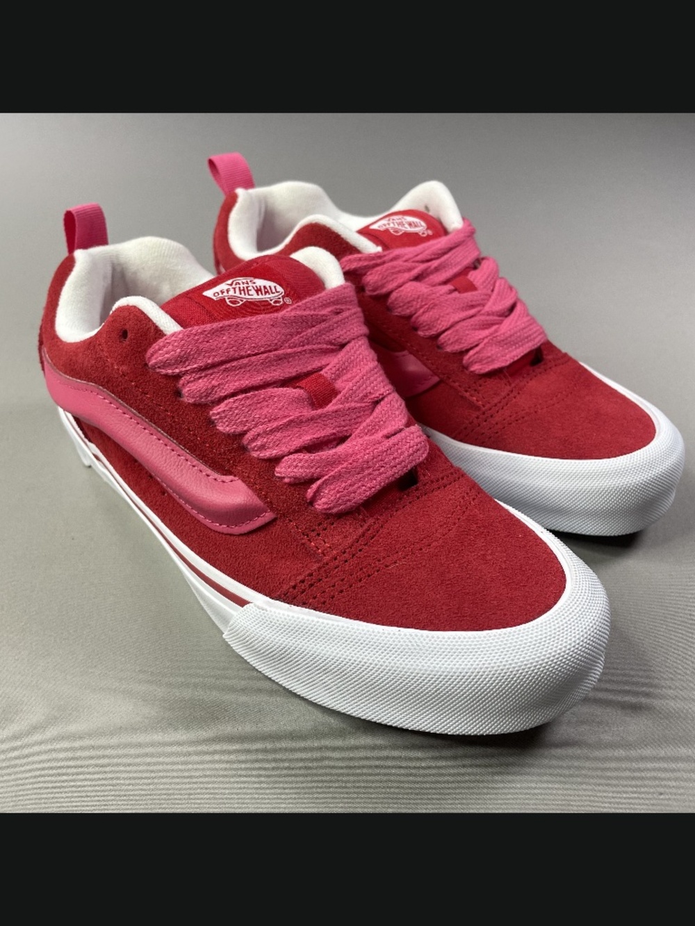 NEW Vans Shoes Womens 8 red pink suede leather knu skool skate casual colorful